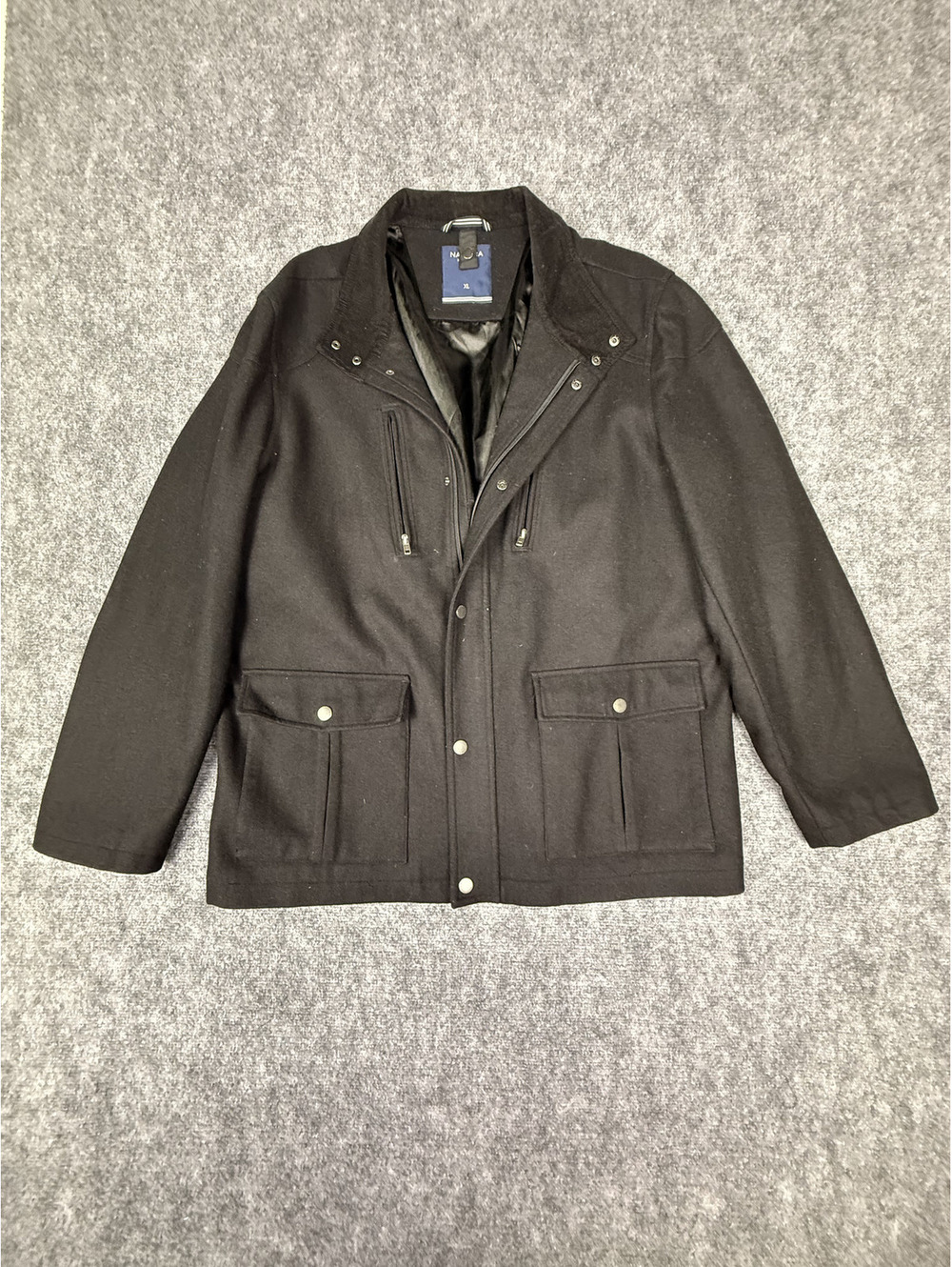 Nautica Men's Black Wool Blend Coat Jacket XL